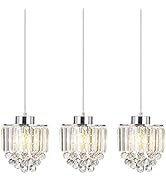 COTULIN Set of 3 Polished Decorative Crystal Pendant Light,Chrome Chandelier Hanging Light Fixtur...