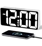 PPLEE Alarm Clock for Bedroom with Night Light &amp; Bold Digits-7 in Digital Clock with Dual Alarms ...