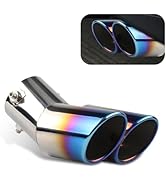 sdidzad 2.5" Inlet Curved Dual Exhaust Tip, Stainless Steel Slant Cut Bolt-On Muffler Tail Pipe, ...
