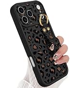 Jefonha Compatible with Phone 17 Pro Max Case with Finger Hand Strap for Girls Women, Cute Leopar...