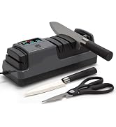 Ceelpeopar Electric Knife Sharpener for Kitchen, 3-Stage 100% Diamond Abrasive, LCD Screen, 3-spe...