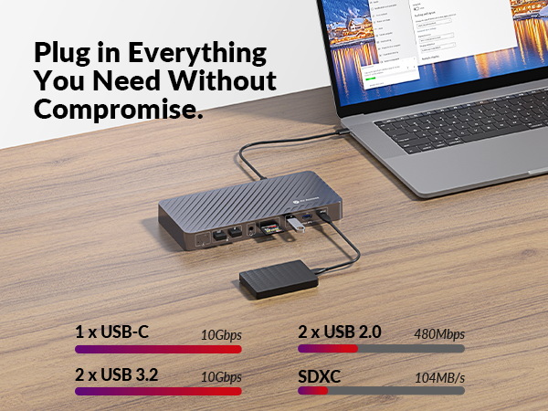 docking station triple monitor, 100w 13 in 1 dock for laptop