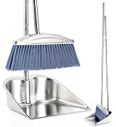 VOOWO Broom with Dustpan Combo Set, 46" Stainless Steel Broom and Dustpan Set for Home, Heavy Dut...