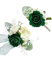 SITUMEIZI 2Pcs Corsage and Boutonniere Set Wrist Corsage Bracelets and Boutonniere for Men Weddin...