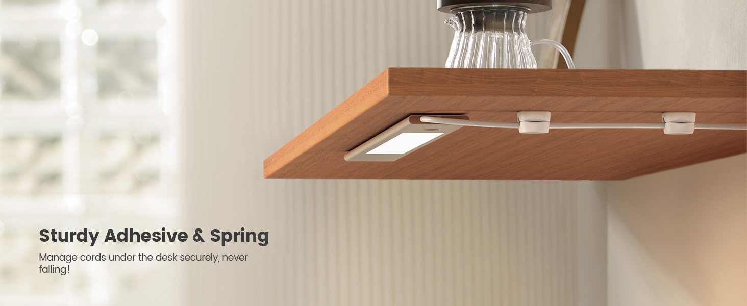 sturdy adhesive spring cable holder clips cord organizer under desk cable management under desk