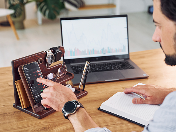 Christmas gift, Wooden desk organizer, Workspace essential, Office organization, Holiday present