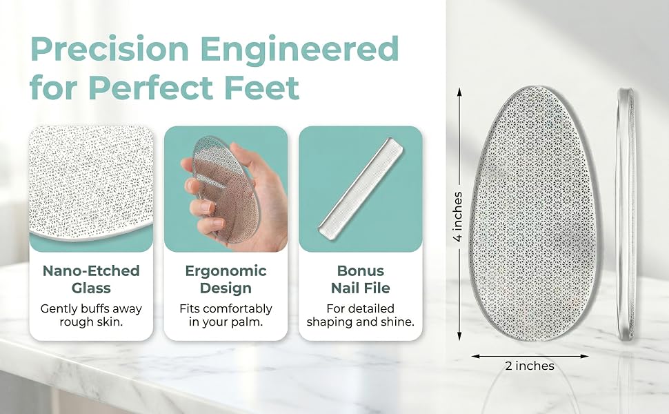 Glass Foot File Set, Professional Callus Remover Heel Scraper Pumice Stone Pedicure Nail/Finger File