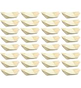 Toddmomy Bamboo Wooden Boat 50Pcs Disposable Wood Serving Boats Plates Trays Mini Sushi Boat Sush...