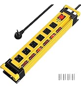 Power Strip Surge Protector 2700J with Individual Switches and Flat Plug, 6 Outlet Heavy Duty Met...