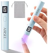 AIRSEE Mini Handheld UV Light with Storage Bag &amp; LCD Display,Cordless Nail Lamps,2 Timers for Fas...
