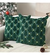 Allorry Christmas Pillow Covers 18 x 18 inch Set of 2 Dark Green Christmas Tree Pillow Covers Dec...
