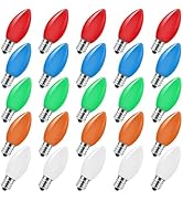 PASUTO C7 Christmas Replacement Bulbs, 25 Pack Multicolor Ceramic Light Bulbs for Christmas Outdo...