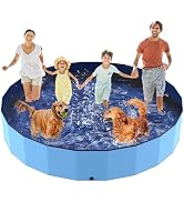 Foldable Dog Pool, 97" Swimming Pools for Large Dogs Kids, Hard Plastic Shell Extra Large Water P...