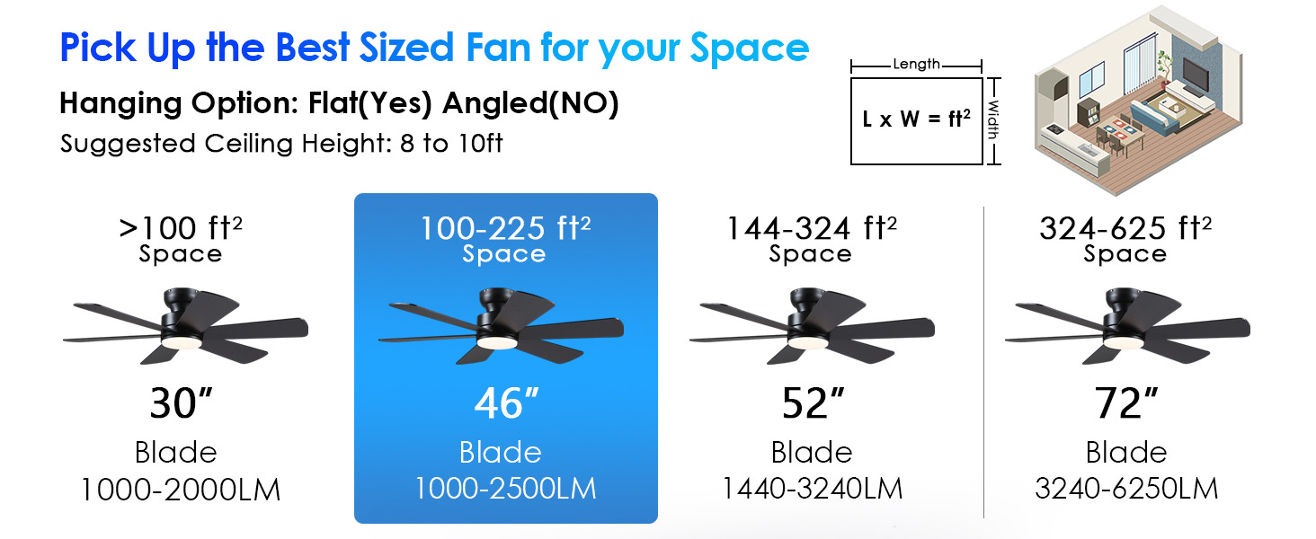 46 inch ceiling fan with lights