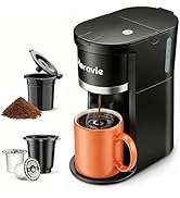 Horavie Small Single Serve Coffee Maker, Fast Brew One Cup Coffee Machine for K Cup and Grounds, ...