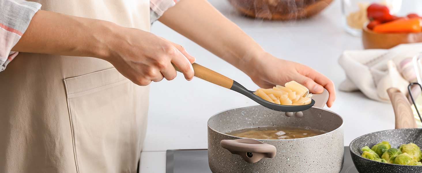grey cooking utensils