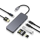 ZanBix USB C Hub, 7 in 1 USB C Adapter Docking Station with 4K HDMI, 100W PD, Type-C 3.2, Type-C ...