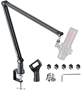 Mercase Boom Arm, Foldable Desktop Metal Mic Stand, Adjustable Scissor Microphone Arm Stand with ...