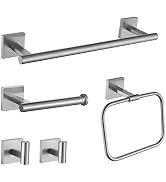 PHADSTAR Brushed Nickel Towel Bar Set 5 Piece, SUS304 Stainless Steel Bathroom Accessories, Moder...