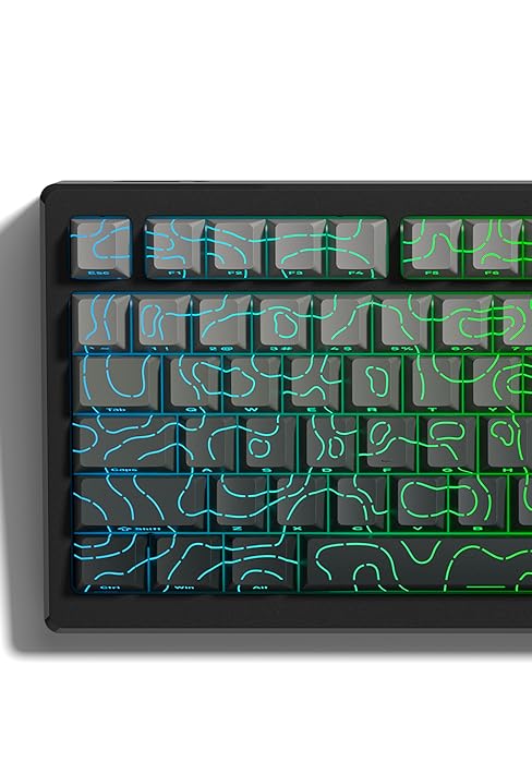 Double Shot PBT keycaps Set grey Topographic Shine Through keycaps Cherry Profile Key caps