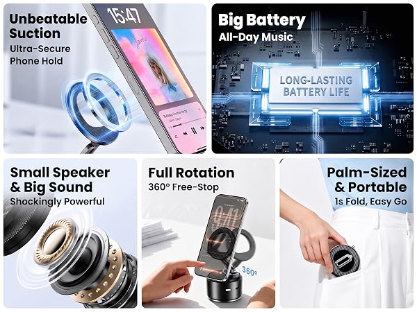 2-in-1 magnetic phone holder with speaker
