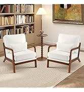 DUMOS Accent Chairs Set of 2,Mid Century Modern Chair with Arms and Waist Cushion, Reading Chairs...