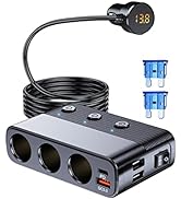 LIHAN 7-1 Cigarette Lighter Splitter,12V/24V Car Charger Adapter with 3 Socket Expander,PD30W Typ...