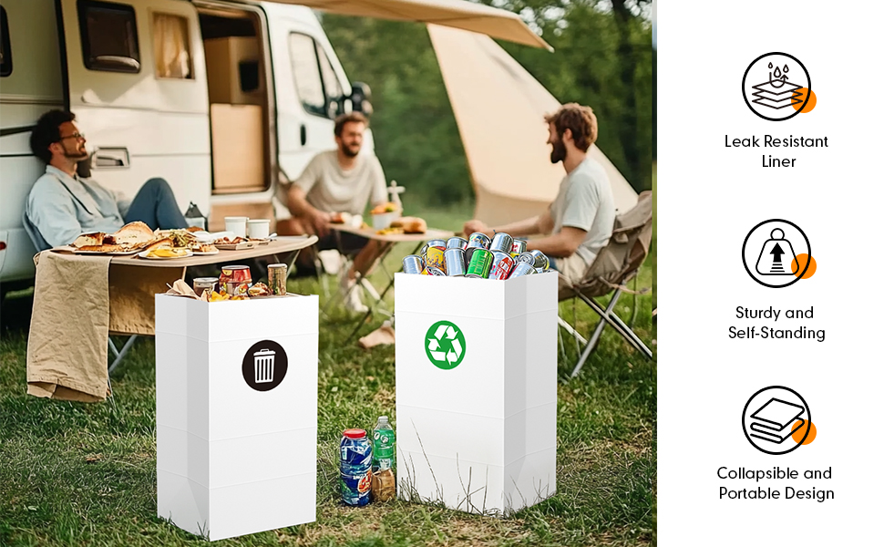 Moryimi 4 Pack Portable Disposable Trash Cans for Parties, 30 Gallon Pop Up Trash Cans for Parties
