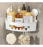 LEVERLOC Corner Shower Caddy Suction Cup, Shower Caddy Basket Powerful Suction Bathroom, Waterpro...