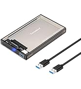 Tccmebius 2.5'' Hard Drive Enclosure USB 3.0 to SATA HDD External Case Housing for 2.5 Inch 9.5mm...
