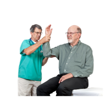 a man giving a high five to a patient.