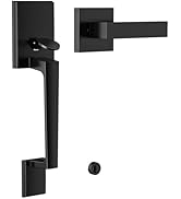 AEEKEL Black Front Door Handle No Lock, Exterior Entry Door Handle with Interior Passage Levers, ...