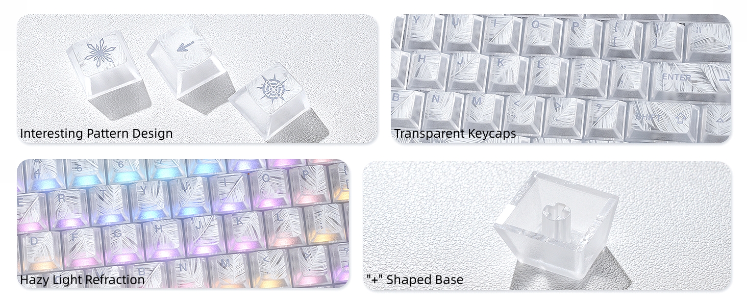 Clear Keycaps,Shine-Through Keycap,Jelly Keycap Cherry Profile Keycaps for Mechanical Keyboard