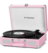 Vinyl Record Player with Built-in Speakers 3-Speed Vintage Record Player Bluetooth Portable Suitc...