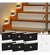 wowatt Rechargeable Motion Sensor Stair Light, Black Automatic Lights with Magnetic Mount, Dimmab...