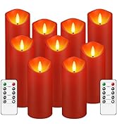 kakoya Flickering Flameless Candles, Battery Operated Acrylic LED Pillar Candles with Remote Cont...