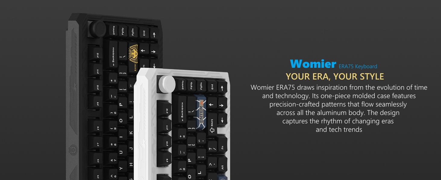 Wireless Gaming Keyboard Black with Theme and Knob, 75% Aluminum Mechanical Keyboard