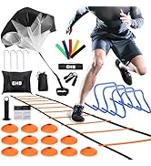 GHB Agility Ladder,Football Training Equipment Set,4 Agility Hurdles, 20 feet12 Rungs Speed Ladde...