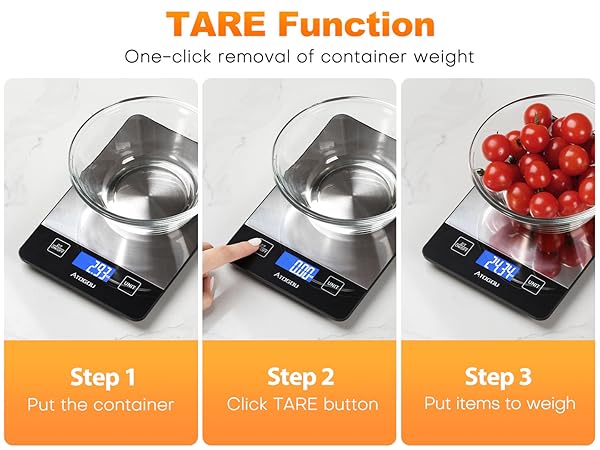 Atogou Food Scale, 33lb/15kg Rechargeable Kitchen Scale with Full-View Backlit LCD Display