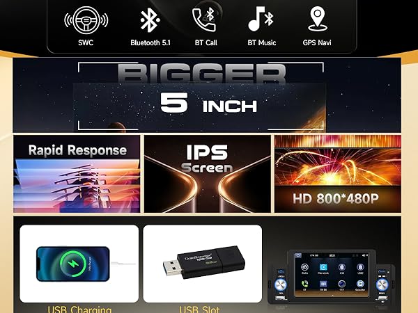 Single Din Apple Carplay Car Stereo Android Auto