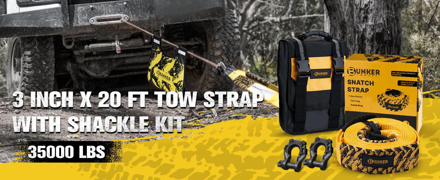 BUNKER INDUST Heavy Duty Tow Strap Recovery Kit