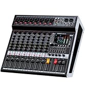BOMGE Professional Audio Mixer, 6-Channel Sound Board with DSP, Bluetooth, USB, +48V Phantom Powe...