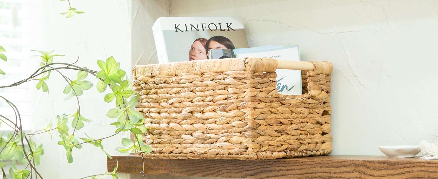 rectangular wicker storage baskets small size
