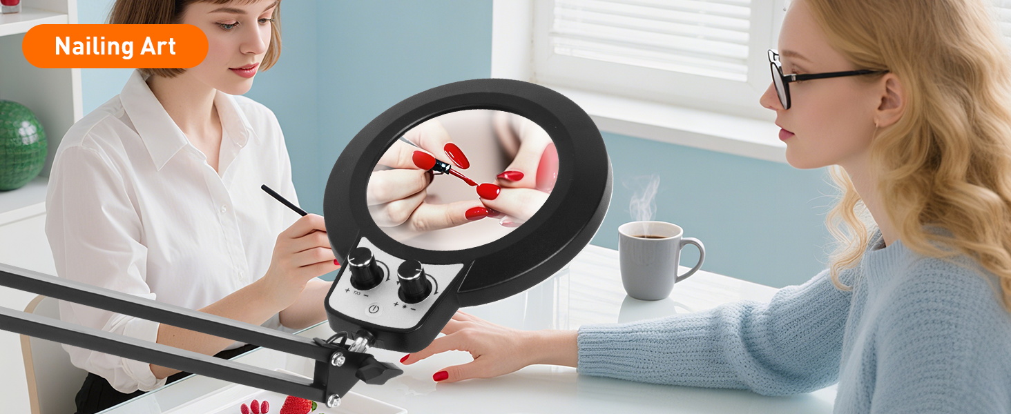 nail eyelash lighted magnifying glass with stand desk magnifying glass with light with clamp