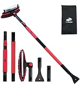 CARCAREZ 55" Extendable Snow Brush with Squeegee and Ice Scraper - Foam Grip - Auto Windshield Sn...
