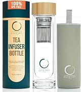 Pure Zen Tea Infuser Bottle - Insulated Glass Bottle for Loose Leaf Tea - Tea Tumbler with Infuse...