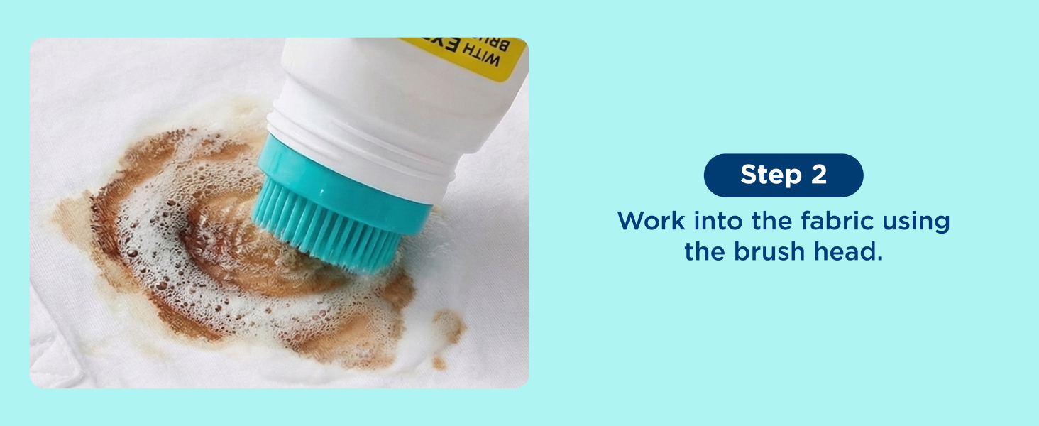Carbona stain remover brush into fabric fibers to loosen and lift tough stains