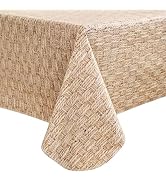 Heavy Duty Vinyl Tablecloth with Flannel Backing Waterproof Oil-Proof PVC Table Cloth Stain-Resis...