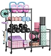 HavenlyYouth 4-Tier Weight Rack Storage for Home Gym, Adjustable Dumbbell Stand Organizer with Wh...