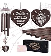 LIRAVENO Bestie Gifts for Women - Friendship Wind Chimes Outside Metal Hummingbird Windchimes Ind...